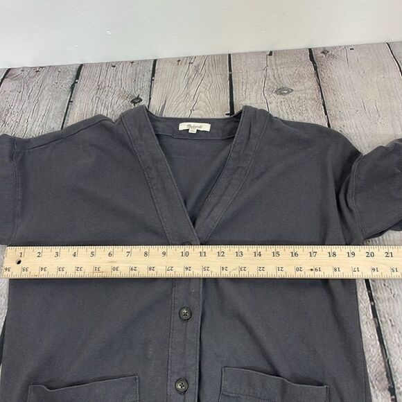 MADEWELL DARK GREY ORGANIC COTTON PATCH POCKETS CARDIGAN TOP Sz XXS - Picture 13 of 14